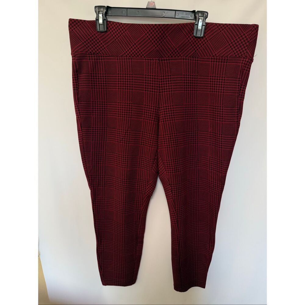 Torrid women’s red black plaid wide elastic waist band pull on pants size 2/2X 1